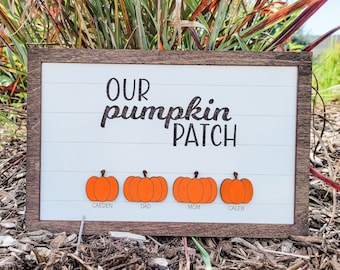 Our Pumpkin Patch Sign, Family Name Sign,Our little Pumpkin, Fall Decor, Autumn Decor, Wooden Name Sign, Front Door Hanger