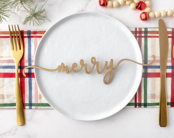 Christmas Place Setting, Christmas Place Settings, Table Decor, Place Cards, Winter Decor, Holiday Table, Word Place Setting