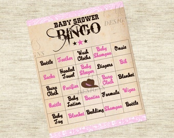 Cowgirl Baby Shower Game: Bingo