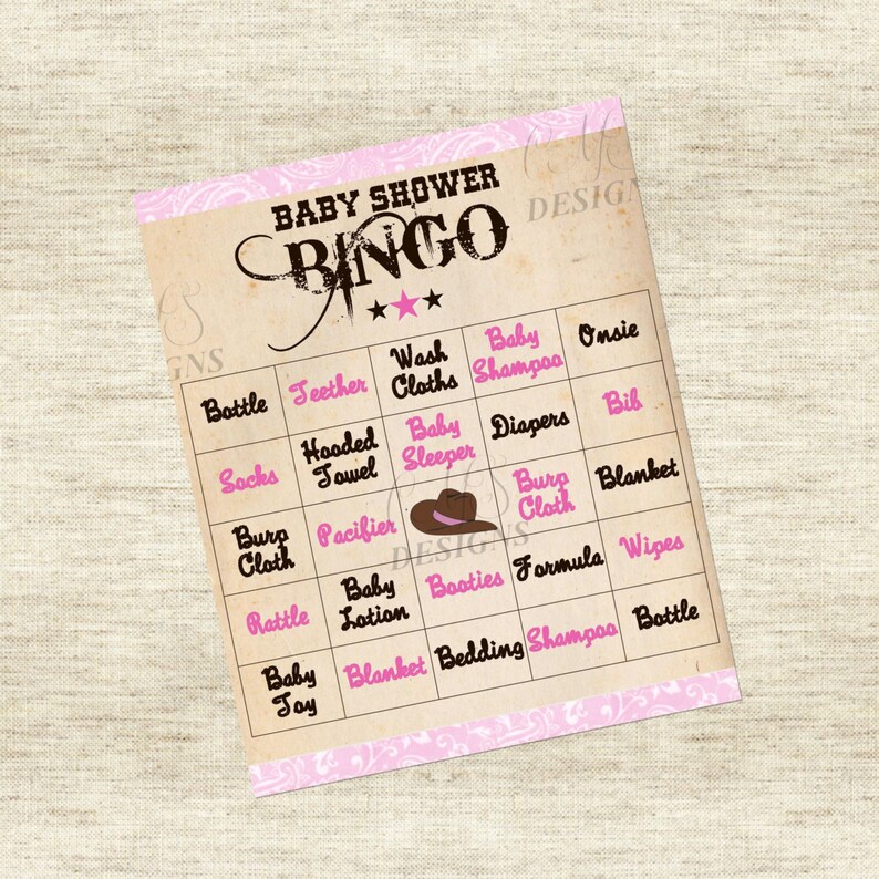 Cowgirl Baby Shower Game Bingo Etsy
