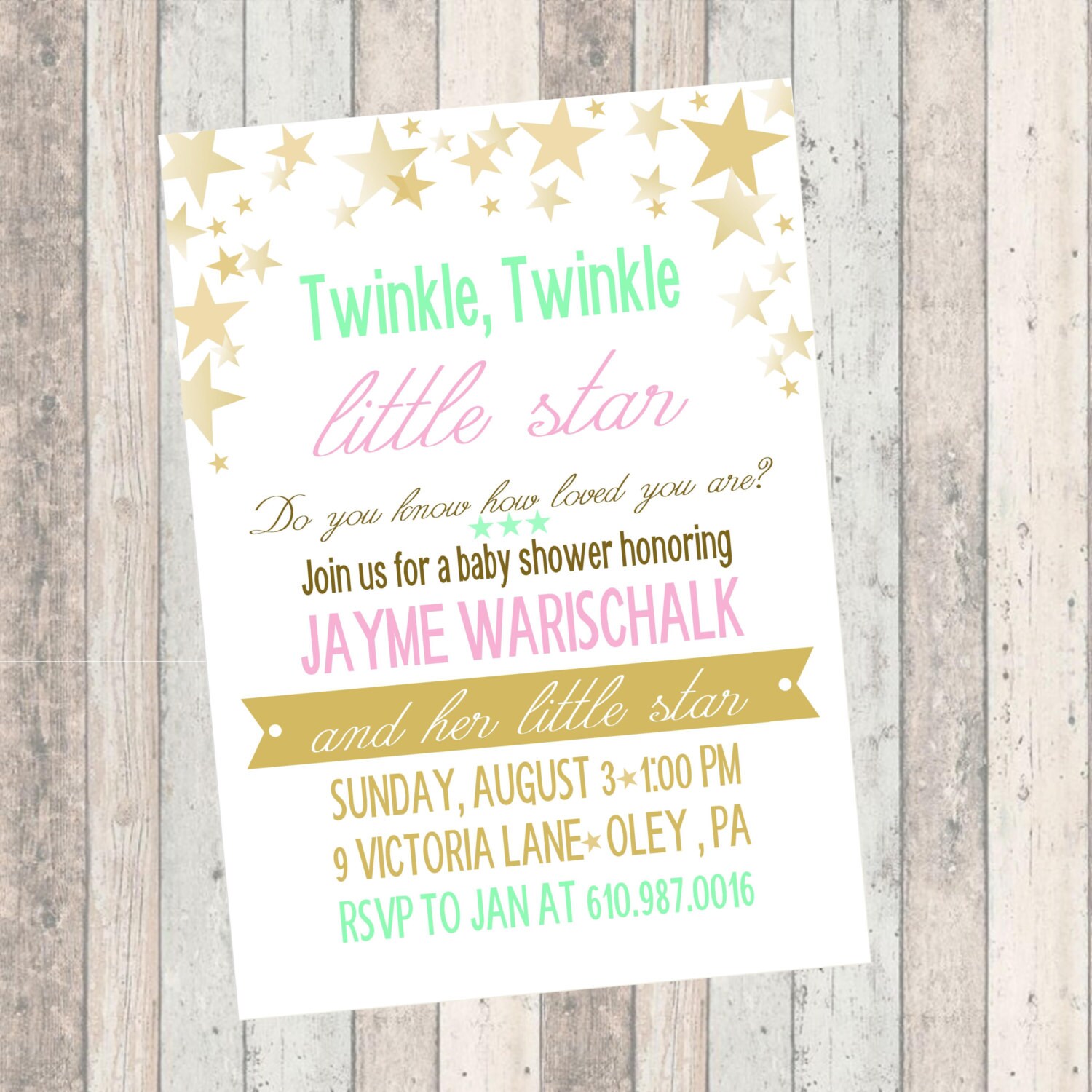 Twinkle Twinkle Little Star Baby Shower Invitation Etsy