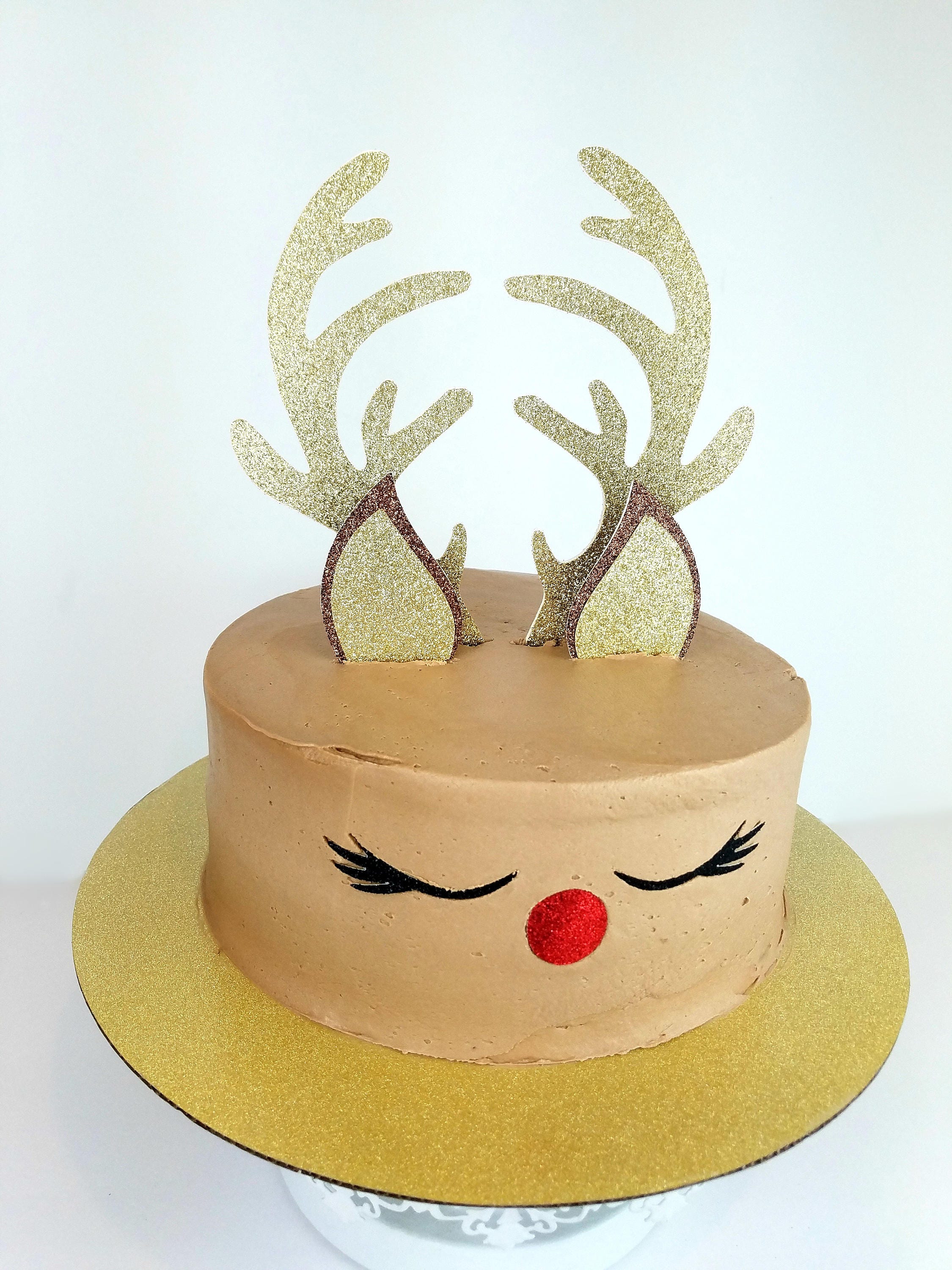 Reindeer Cake Topper, Christmas cake toppers, Holiday cake topper, Rudolf, Gold  cake topper, Christmas cake decorations