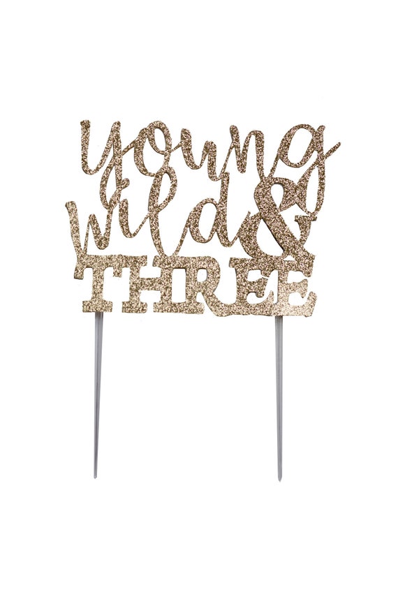 Glitter Cake Topper | Third Birthday Party Wild One Young Wild And Three Cake Topper Young /& Wild Wild Birthday