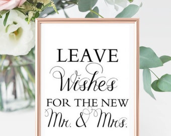 Guest Book Sign - "Leave Wishes for the new Mr. & Mrs."