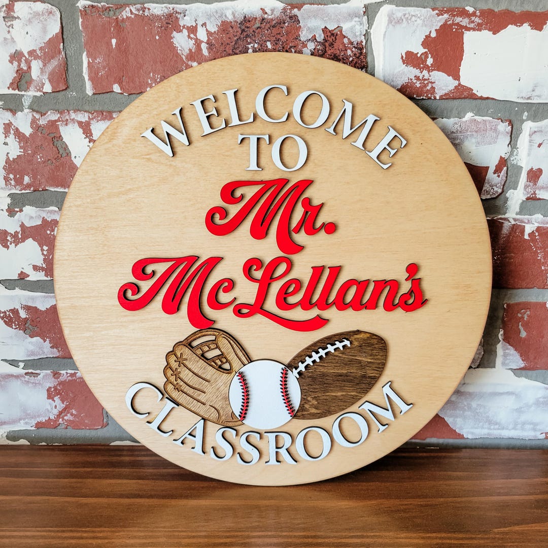 Custom Name Sign, Teacher Gift, Teacher Sports Sign, Classroom Sign ...