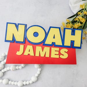 Toy Story Name Sign | Personalized Baby Nursery Door Sign | Custom Wall Decor for Andy&#39;s Room