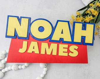 Toy Story Name Sign | Personalized Baby Nursery Door Sign | Custom Wall Decor for Andy's Room