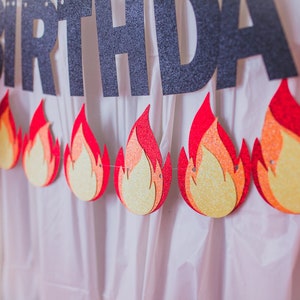 Firetruck Birthday Flames Banner - Firetruck Birthday – Baby Shower Décor - Firetruck Party Décor – Firetruck Themed - Fireman Themed