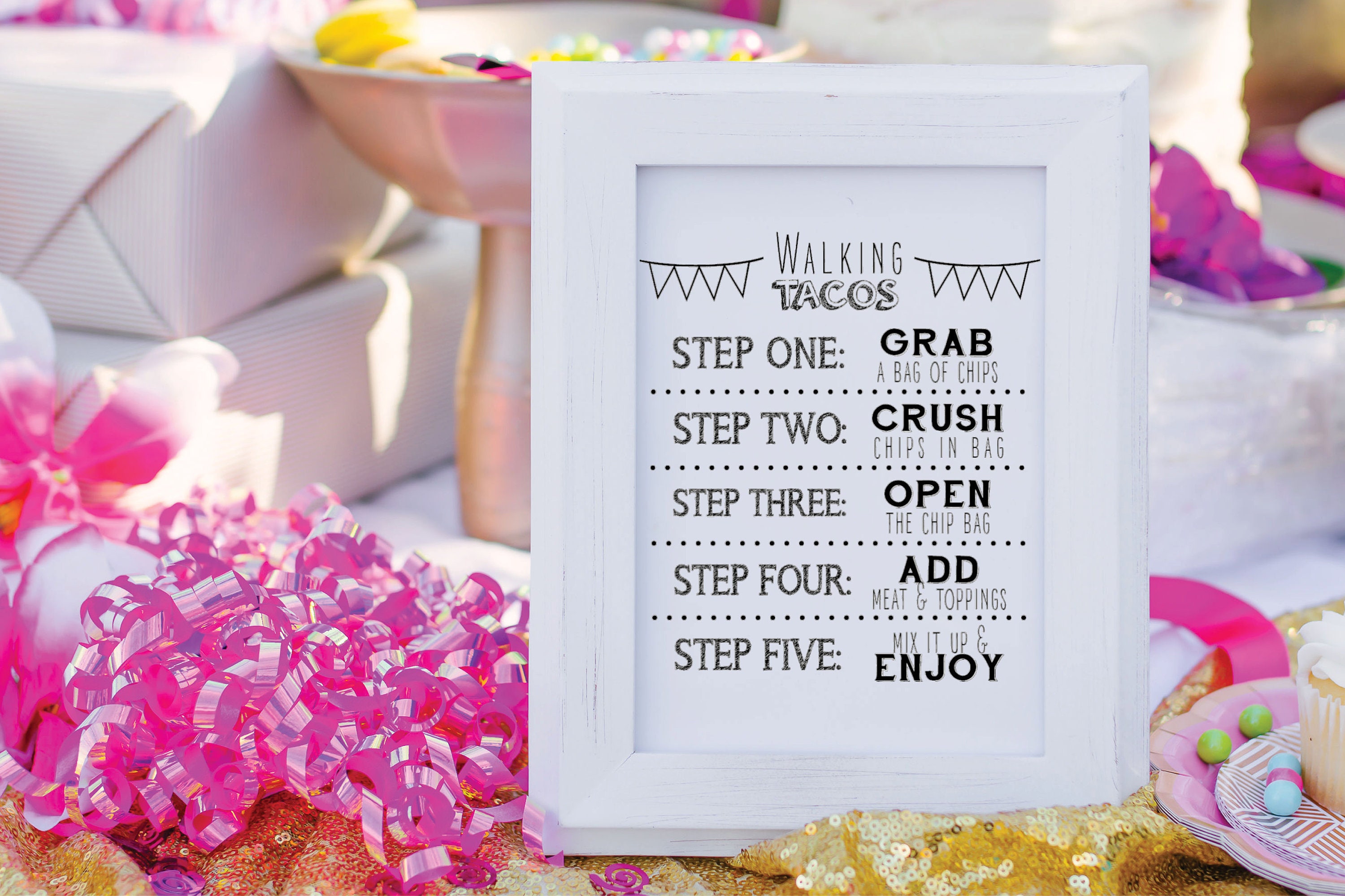 Walking Taco Bar Party Digital Printable Sign Mexican Fiesta