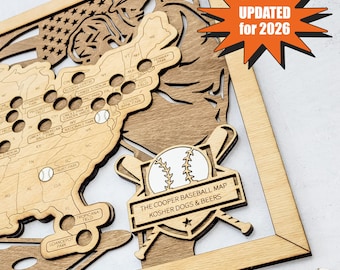 Baseball Stadium Map, MLB Stadium Map, Travel Home Decor, Baseball Gifts, Gift for Him, Gift for Dad, Baseball Gift