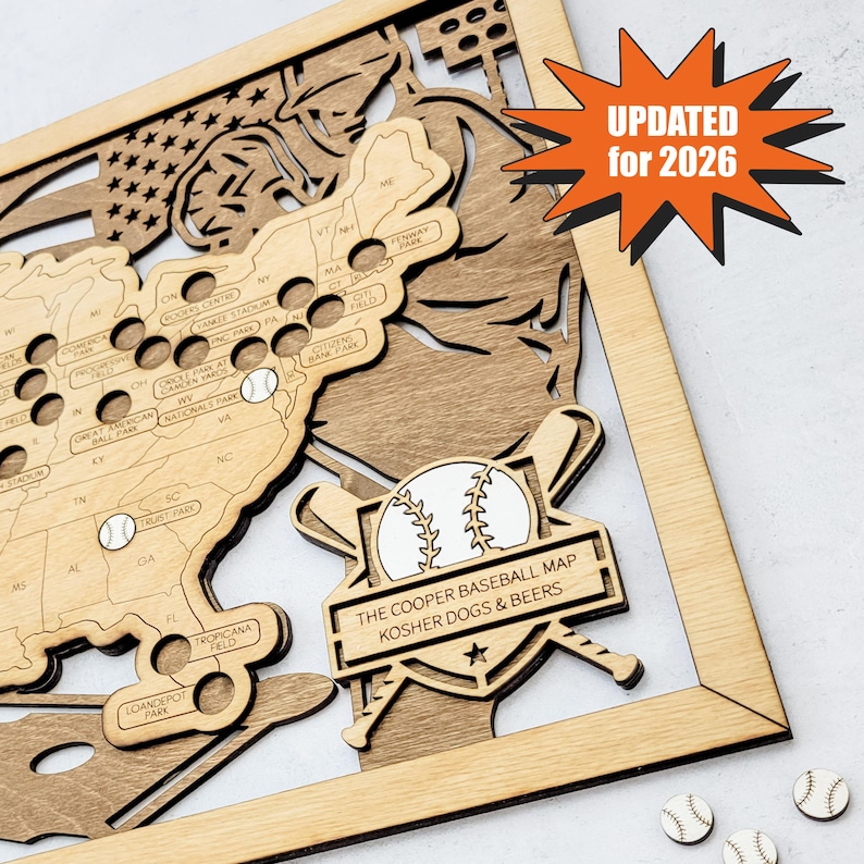 Baseball Stadium Map, MLB Stadium Map, Travel Home Decor, Baseball Gifts, Gift for Him, Gift for Dad, Baseball Gift image 1