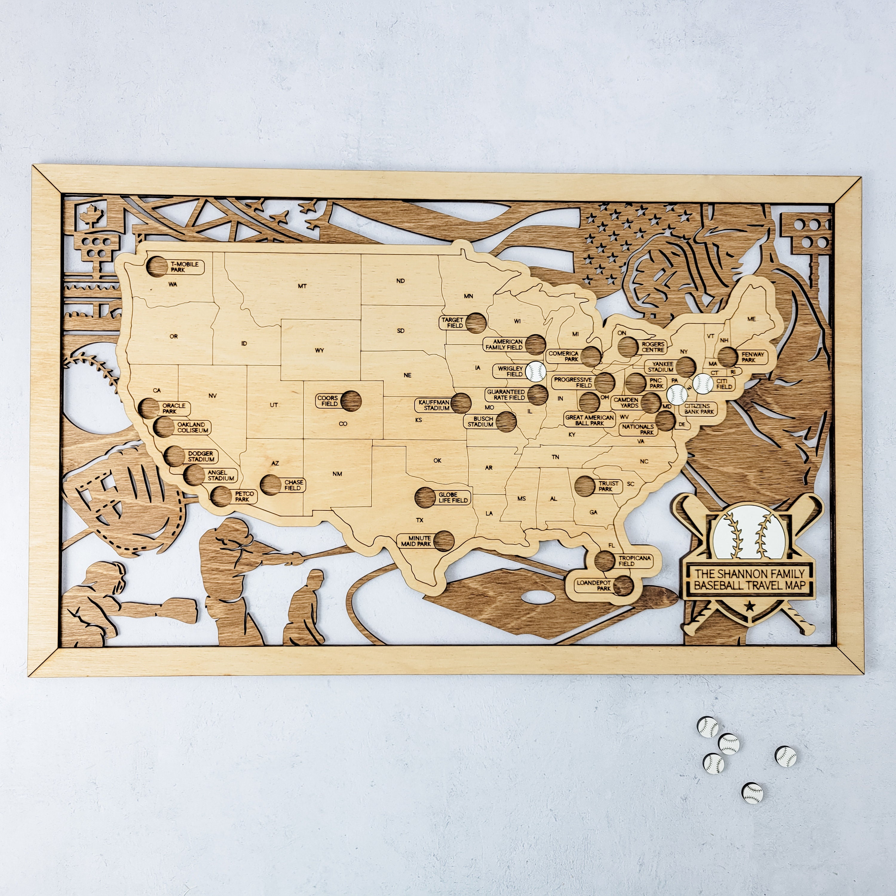 Baseball Stadium Adventure Map Gift For Baseball Lovers Club ...