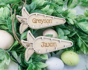 Personalized Easter Basket Tags, Wooden Easter Bunny, Easter Tags, Easter Basket