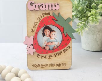 Personalized Strawberry Picture Frame, Mothers Day Gift