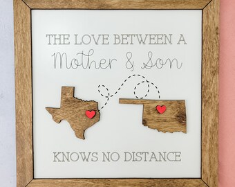Love Knows No Distance, Personalized Sign, Wooden Decor, Personalized Gift, Mothers Day Gift, Gift for Mom
