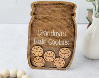 Grandkids Magnet, Wood Family Magnet, Christmas Personalized Gift, Grandparents Day Gift, Gift for Grandma