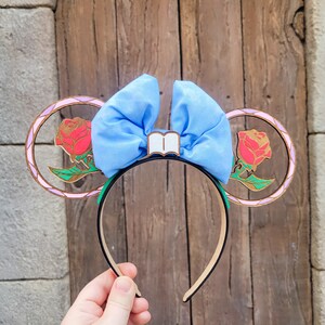 Enchanted Rose, Beauty and the Beast Minnie Ears, Minnie Ears, Disney Headband, Belle Headband image 8
