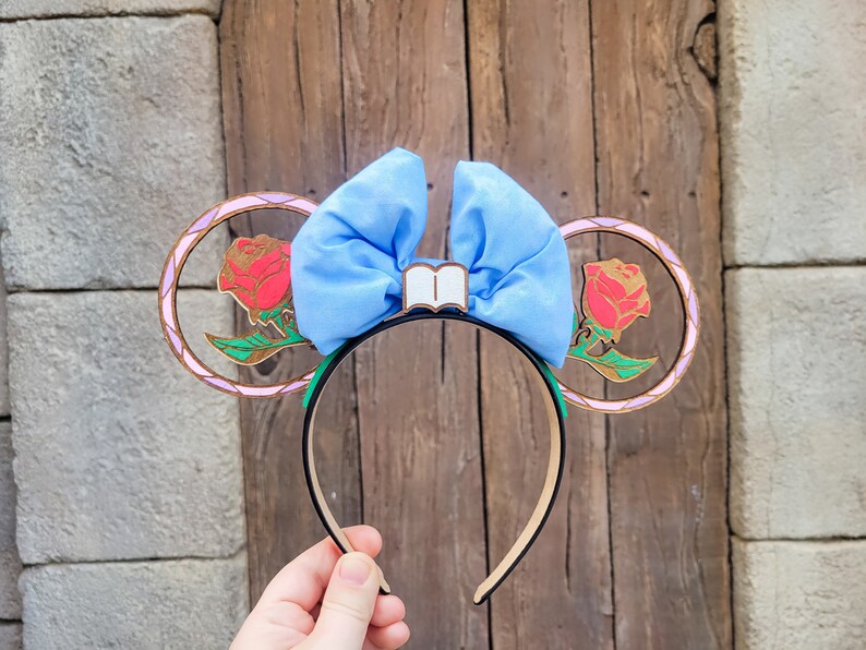 Enchanted Rose, Beauty and the Beast Minnie Ears, Minnie Ears, Disney Headband, Belle Headband image 8