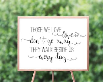 Those we love walk beside us - Memorial Sign - Wedding in loving memory Sign - Decease relatives Sign – Wedding Reception Décor