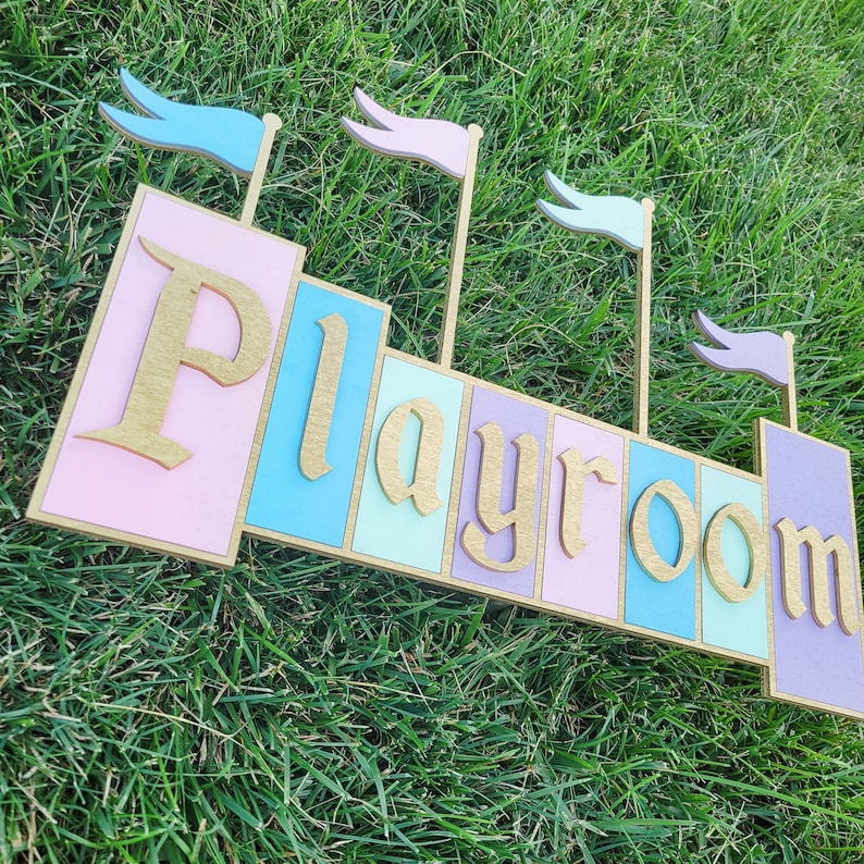 Custom Name Sign, Themepark Sign, Kids Room Decor, Baby Name Sign image 1