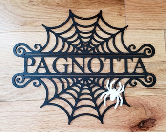 Custom Name Sign, Halloween Decor, Hocus Pocus Room Decor, Wooden Name Sign, Spiderweb decor