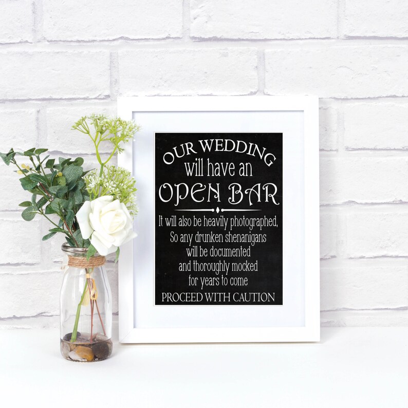 Wedding Bar Sign Open Bar Shenanigans Proceed With Etsy