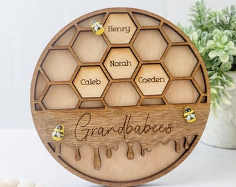 Grandkids Magnet, Wood Family Magnet, Mothers Day Personalized Gift, Mothers Day Gift for Grandma, Gift for Grandma