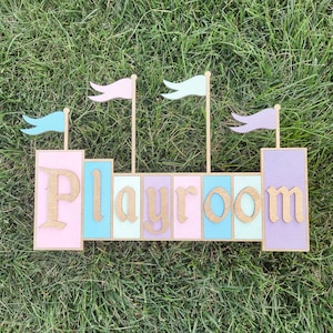 Custom Name Sign, Themepark Sign, Kids Room Decor, Baby Name Sign image 2