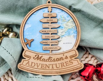 Personalized Travel Christmas Ornament