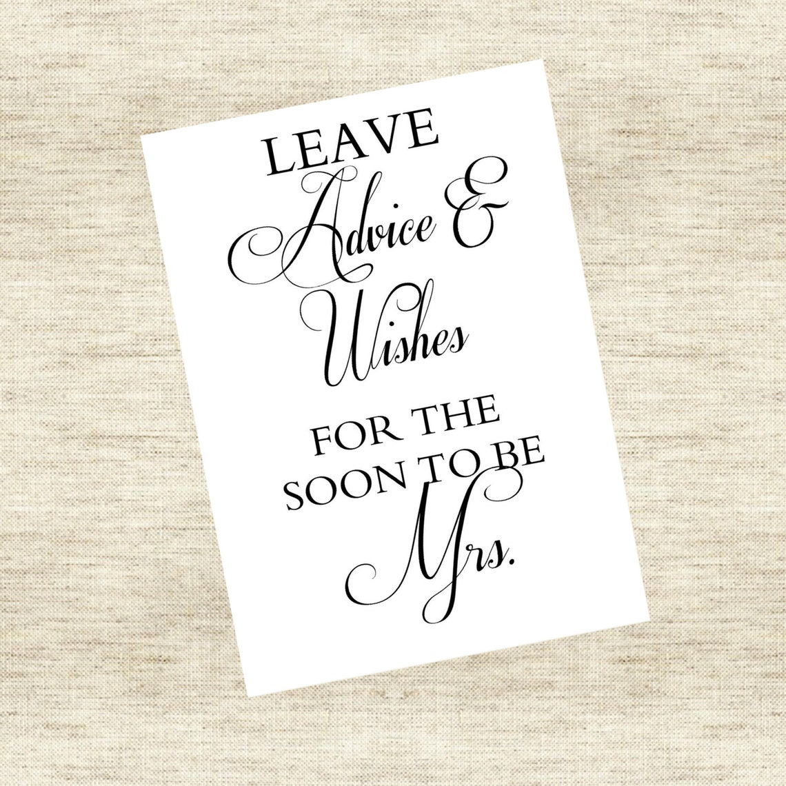 Bridal Shower Advice Sign leave Advice and Wishes for Etsy