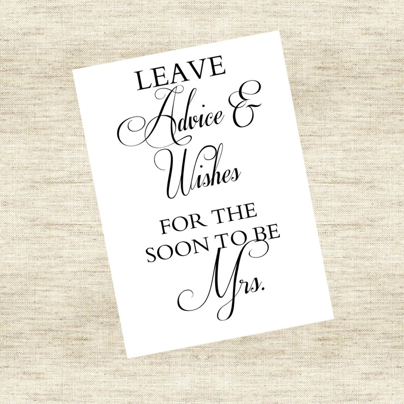 Bridal Shower Advice Sign leave Advice and Wishes for Etsy