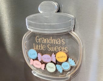 Grandkids Magnet, Acrylic Family Magnet, Mothers Day Personalized Gift, Grandparents Day Gift, Gift for Grandma