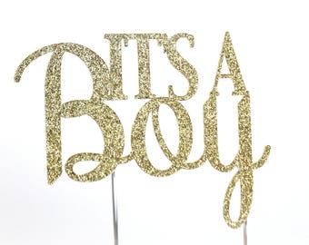 Cake Topper, baby shower cake toppers, It's a Boy cake topper, Gold cake topper, gender reveal cake topper, cake decorations