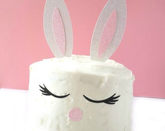 Bunny Cake Topper, Easter Cake Topper, Animal Cake Topper, Easter Cake Topper, Glitter Cardstock