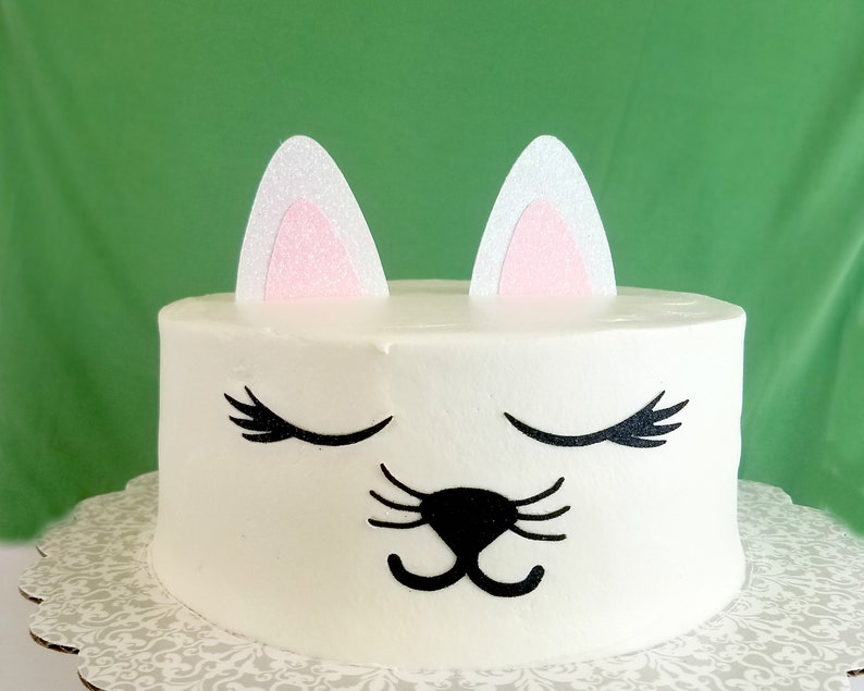 Kitty Cat Cake Topper, birthday cake toppers, Birthday cake, Smash Cake, birthday decorations, Cat Face Cake image 3