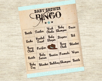 Baby Shower Game: Bingo - Cowboy Theme