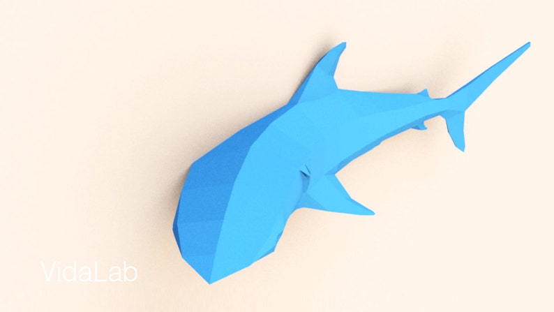 DIY template Shark Shark Lover Origami Shark Instant Pdf download Shark lowpoly Shark paper wall decoration