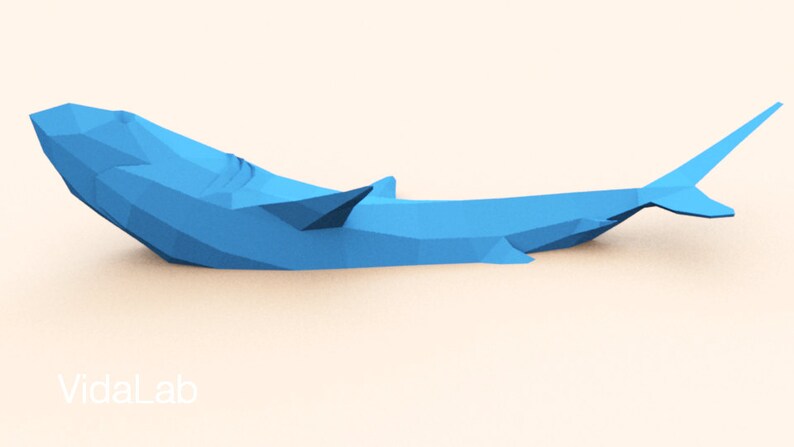 DIY template Shark Shark Lover Origami Shark Instant Pdf download Shark lowpoly Shark paper wall decoration