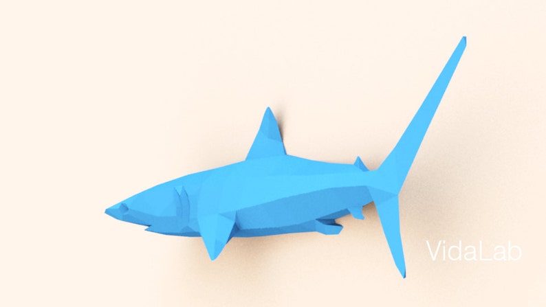 DIY template Shark Shark Lover Origami Shark Instant Pdf download Shark lowpoly Shark paper wall decoration