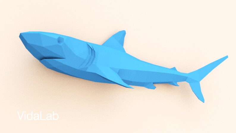 DIY template Shark Shark Lover Origami Shark Instant Pdf download Shark lowpoly Shark paper wall decoration
