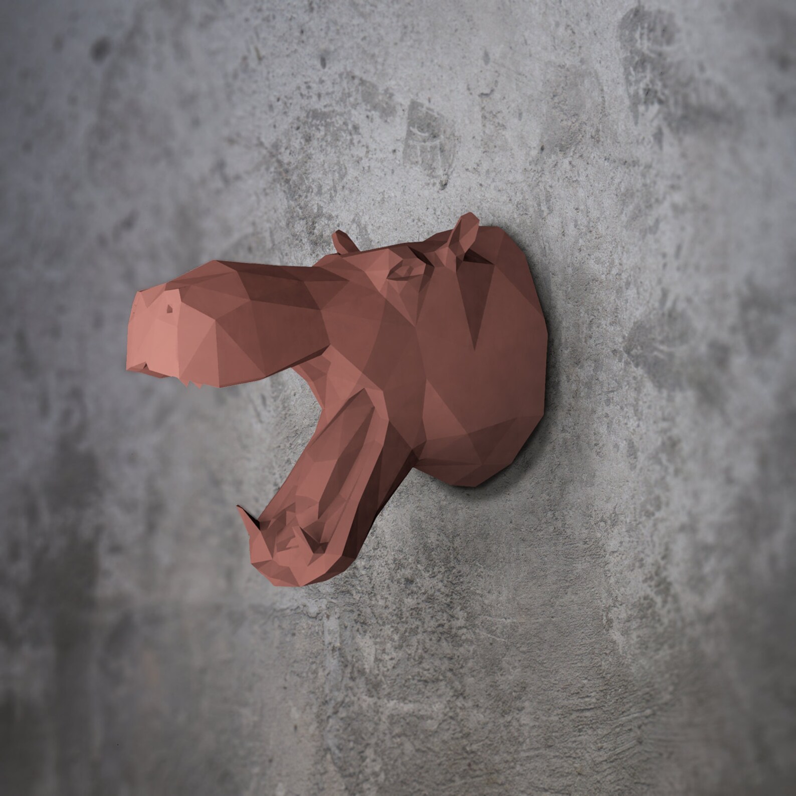 Hippo Headhippo Paper Hippo Lowpoly Paper Trophy Hippo Etsy
