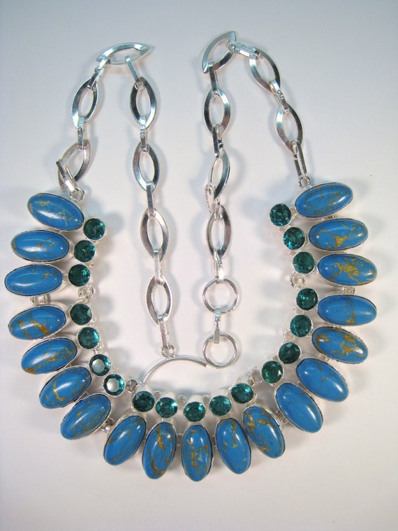 Faux Copper Blue Turquoise & Apatite Necklace - 92