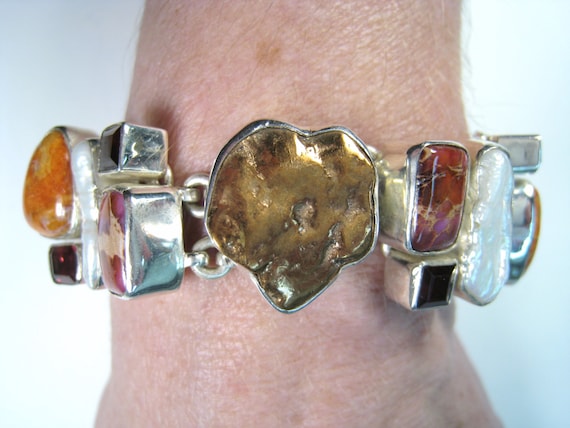 Copper, Garnet, Agate & Mother of Pearl Bracelet … - image 4