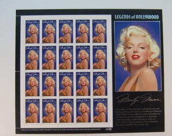 MARILYN MONROE: Legends of Hollywood, COLLECTIBLE 1995 Full Uncut 32 cent 20-stamp Sheet - Mint, New Condition (Scotts #2967)