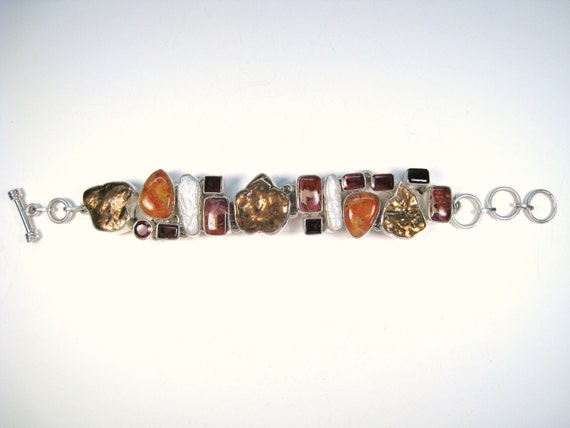 Copper, Garnet, Agate & Mother of Pearl Bracelet … - image 5