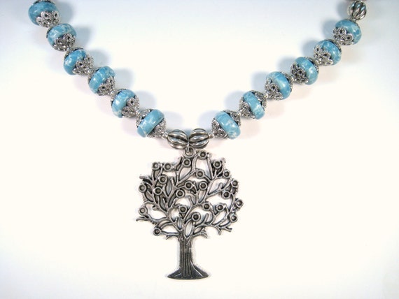 TURQUOISE TREE of LIFE Statement Necklace - 925 S… - image 4