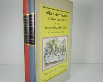 Alice's Adventures in Wonderland/Through the Looking Glass, Lewis Carroll, 1946 1st Special Color Illus. Edition Set, Fine HC/VG+ Slipcase