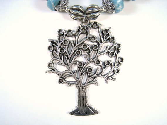 TURQUOISE TREE of LIFE Statement Necklace - 925 S… - image 3