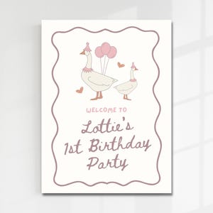 One Silly Goose Birthday Welcome Sign | Editable Goose Party Sign | Girl First Birthday Sign | Printable 1st Birthday Decor Instant Download