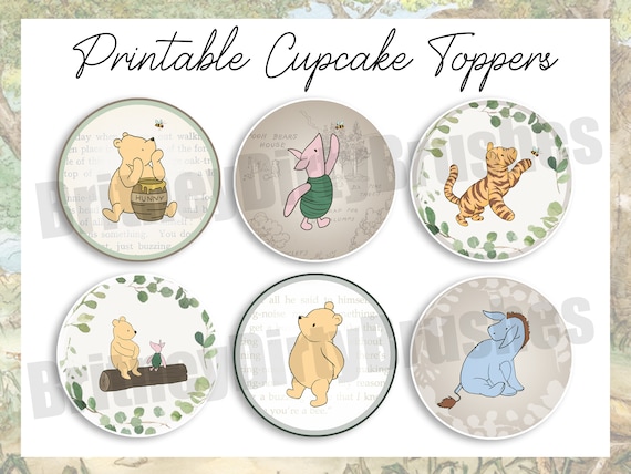 Printable Classic Winnie the Pooh 6 Designs / Cupcake Toppers - Etsy
